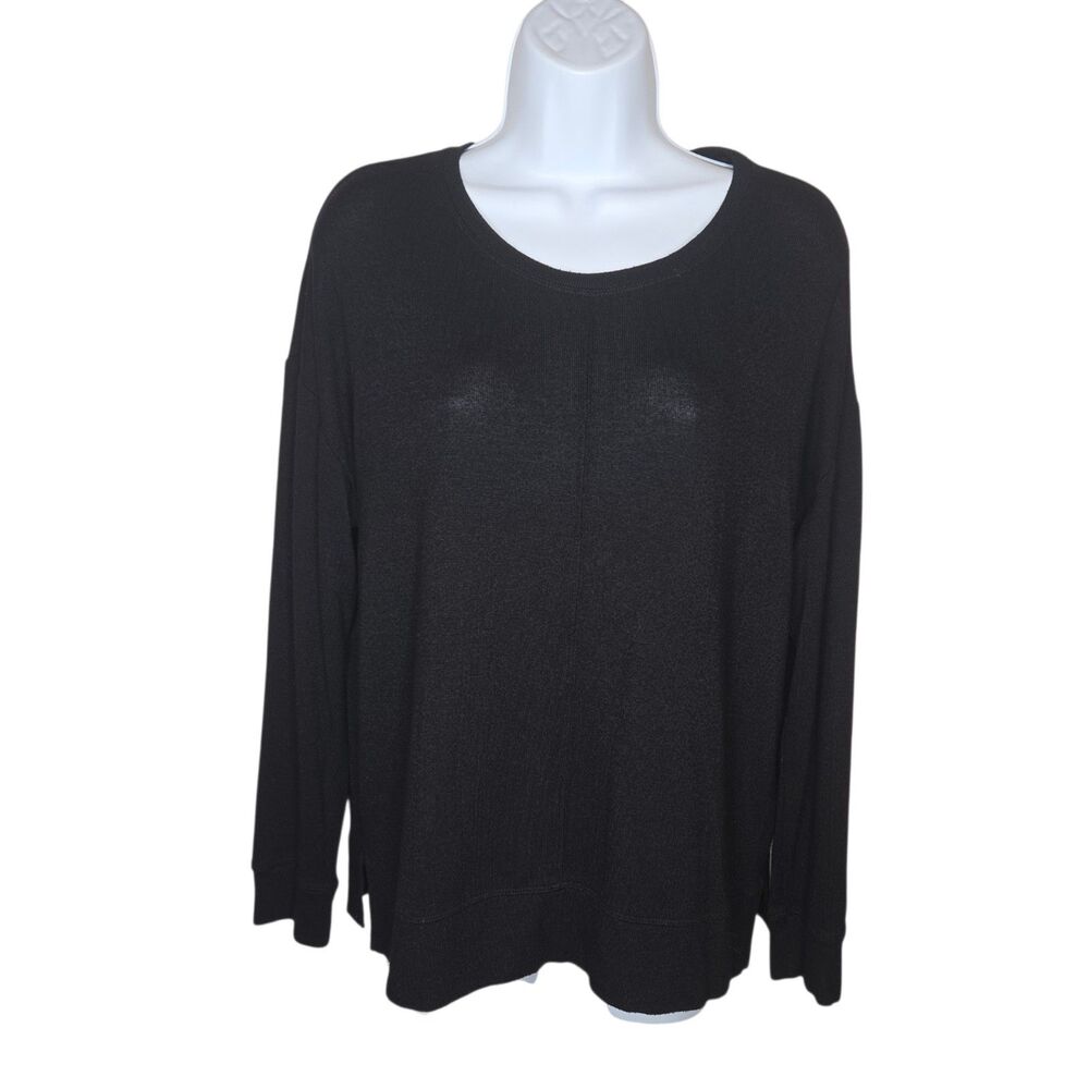 Rails Iggy Lightweight Lounge Jersey Scoop Neck Pullover Top Black Size Medium